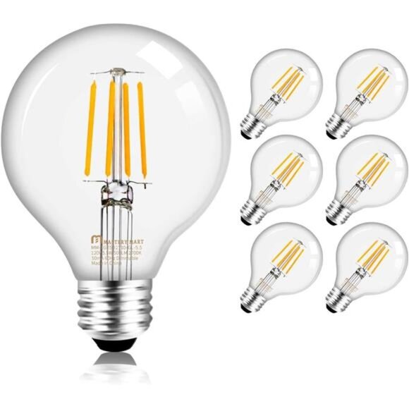 G25 Globe Light Bulbs Dimmable, E26 Base [60W Equivalent], 2700K Soft White - Picture 1 of 7